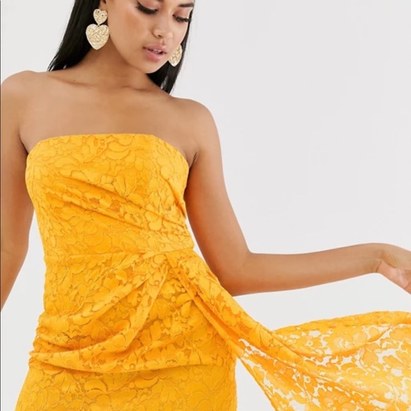 ASOS DESIGN Lace Bandeau Train Mini Dress - Picture 3 of 6